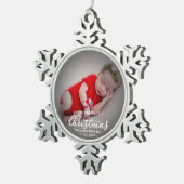 Mein erstes fröhliches kleines Weihnachts-Neugebor Schneeflocken Zinn-Ornament (Rechts)