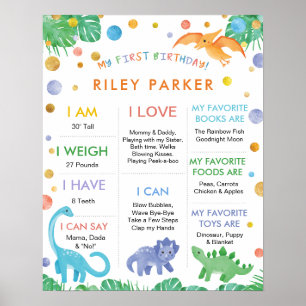 Mein erstes Geburtstag 1 Jahr alt Dinosaurier-Zeic Poster