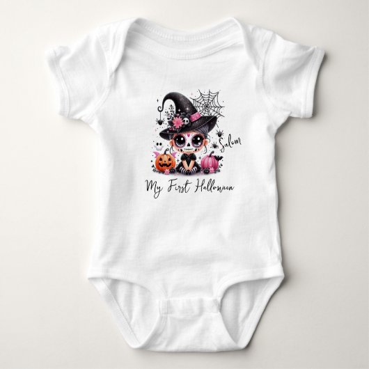 Mein erstes Halloween Baby Sugar Skull Baby Strampler (Vorderseite)