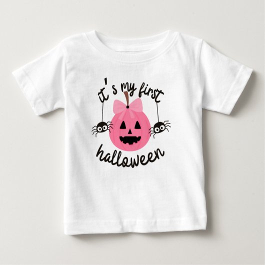 Mein erstes Halloween glückliches Pink Pumpkin Bab Baby T-shirt (Vorderseite)