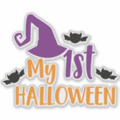Mein erstes Halloween, Hexenhut, Hut, Fledermäuse Aufkleber (Vorderseite)