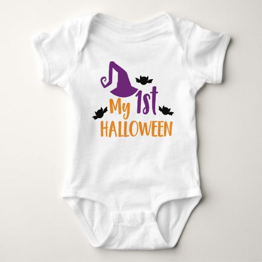 Mein erstes Halloween, Hexenhut, Hut, Fledermäuse Baby Strampler (Vorderseite)