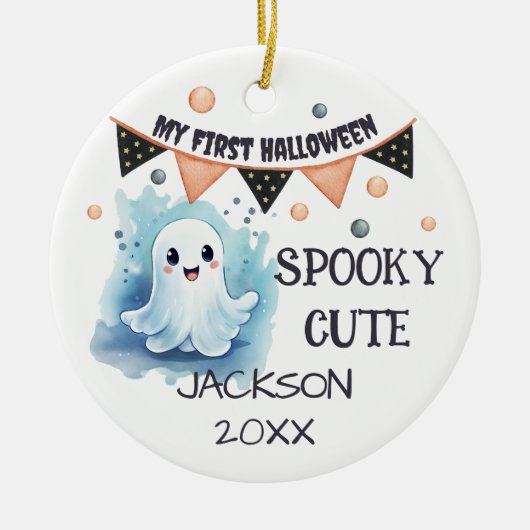 Mein erstes Halloween - Niedlich Happy Ghost anpas Keramik Ornament (Vorne)