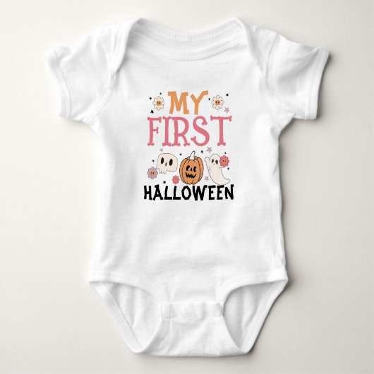 Mein erstes Halloween Niedlich Pumpkin Ghost Groov Baby Strampler (Vorderseite)