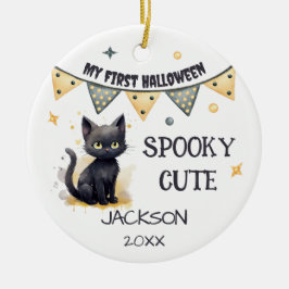 Mein erstes Halloween - Niedliche Schwarze Katze i Keramik Ornament