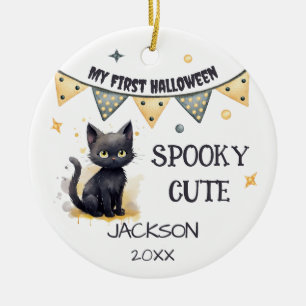 Mein erstes Halloween - Niedliche Schwarze Katze i Keramik Ornament