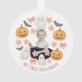 Mein erstes Halloween | Niedlicher Pumpkin & Ghost Ornament (Rückseite)