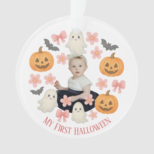 Mein erstes Halloween | Niedlicher Pumpkin & Ghost Ornament (Vorderseite)