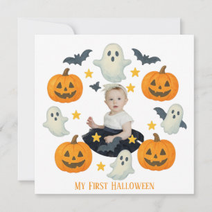 Mein erstes Halloween   Süßer Kürbis- und Geistkra Feiertagskarte