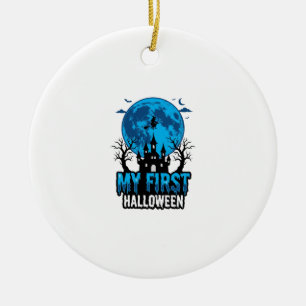 Mein erstes Halloween Vintage verfluchtes Schloss Keramik Ornament
