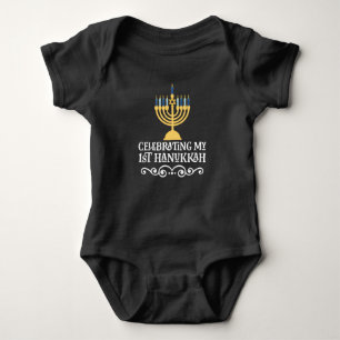 Mein erstes Hanukka Festival der Lichter Menorah Baby Strampler