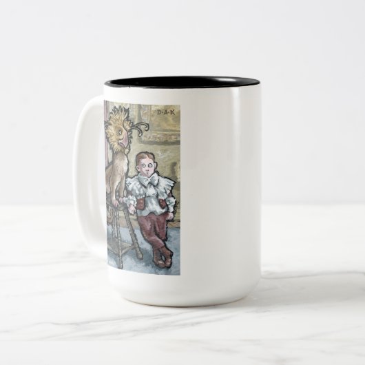 Mein erstes Haustier #2 - Surreal Odd Goth Creatio Zweifarbige Tasse (Vorderseite Links)