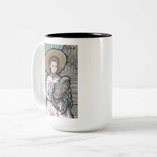 Mein erstes Haustier #3 - Surreal Odd Goth Creatio Zweifarbige Tasse (Vorderseite Links)