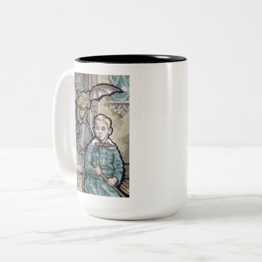 Mein erstes Haustier #8 - Surreal Odd Goth Creatio Zweifarbige Tasse (Vorderseite Links)