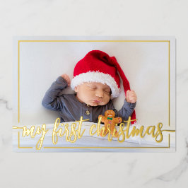 Mein erstes horizontales Weihnachtsfest-Foto Folien Feiertagskarte