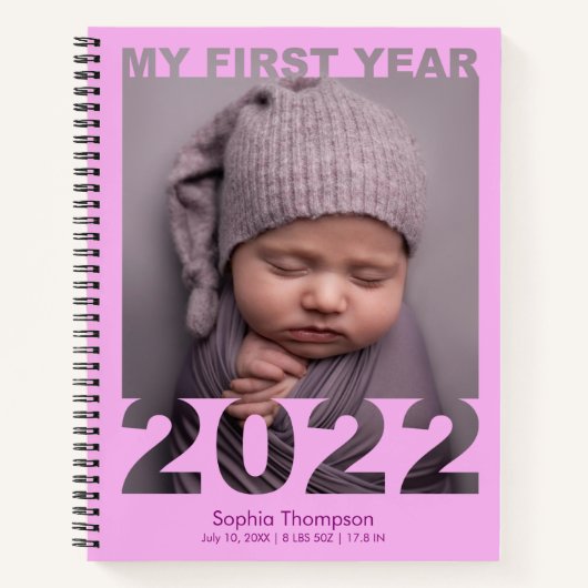 Mein erstes Jahr 2022 Modernes Cutout Baby Foto Pi Notizblock (Vorderseite)