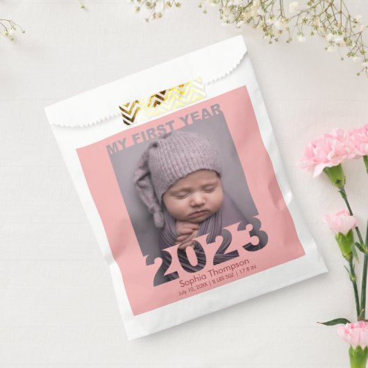 Mein erstes Jahr 2023 Modernes Cutout Baby Foto Co Geschenktütchen (Versiegelt)