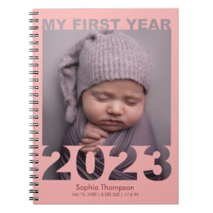 Mein erstes Jahr 2023 Modernes Cutout Baby Foto Co Notizblock