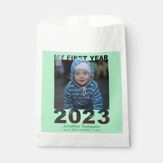 Mein erstes Jahr 2023 Modernes Cutout Baby Foto Gr Geschenktütchen (Vorderseite)