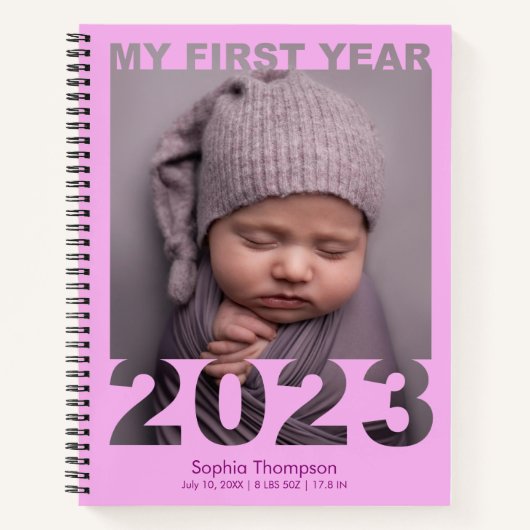 Mein erstes Jahr 2023 Modernes Cutout Baby Foto Pi Notizblock (Vorderseite)
