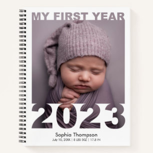 Mein erstes Jahr 2023 Modernes Cutout Baby Foto Wh Notizblock