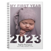 Mein erstes Jahr 2023 Modernes Cutout Baby Foto Wh Notizblock (Vorderseite)