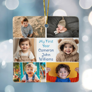 Mein erstes Jahr Baby Boy Foto Collage Niedlich 2 Keramikornament