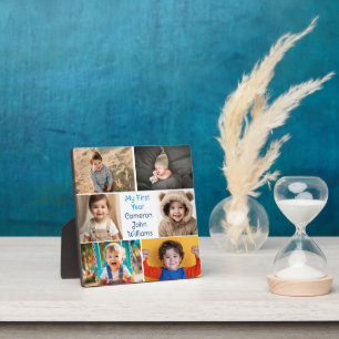 Mein erstes Jahr Baby Boy Foto Collage Niedliche G Fotoplatte