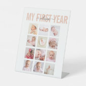 Mein erstes Jahr Baby Name 12 Foto Collage Poster Sockelschild (Vorderseite)
