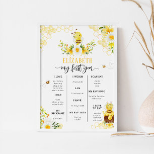 Mein erstes Jahr bin infographic Bumble bee milest Poster