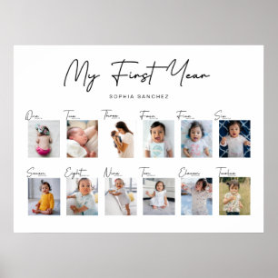 Mein erstes Jahr Foto Collage Poster