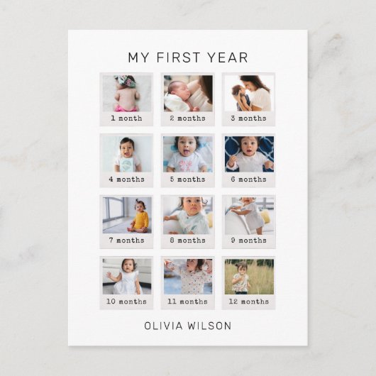 Mein erstes Jahr Postkarte (Vorderseite)