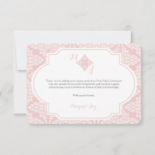 Mein erstes Kommunions-Rosa danken Ihnen zu Dankeskarte