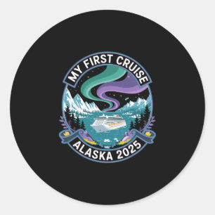 Mein erstes Kreuzfahrt-Alaska-2025-Shirt Nordlicht Runder Aufkleber