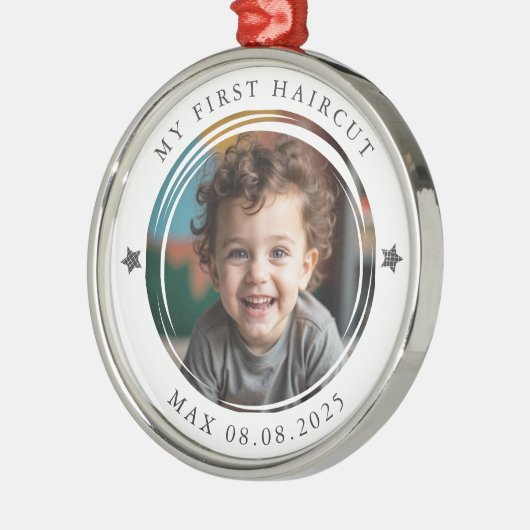 Mein erstes Meilenstein-Foto für den Haarschnitt Ornament Aus Metall (Links)