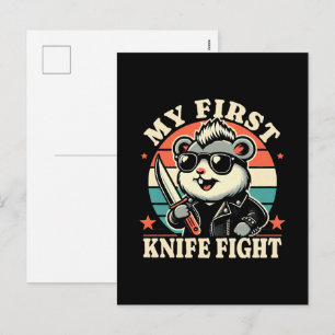 Mein erstes Messer Kampf - Cooler Hamster Feiertagspostkarte