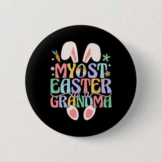 Mein erstes Ostern als Oma Lustiger Osterhase Ne Button (Vorderseite)