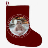 Mein erstes Personalisiertes Baby Foto Red Großer Weihnachtsstrumpf (Vorderseite)