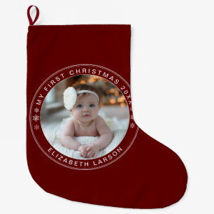 Mein erstes Personalisiertes Baby Foto Red Großer Weihnachtsstrumpf