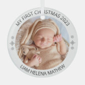 Mein erstes Personalisiertes Weihnachts-Elegant-Ba Ornament Aus Glas (Vorderseite)