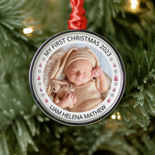 Mein erstes Personalisiertes Weihnachts-Elegant-Ba Ornament Aus Metall (Baum)