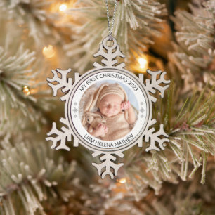Mein erstes Personalisiertes Weihnachts-Elegant-Ba Schneeflocken Zinn-Ornament