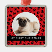 Mein erstes Red Custom Puppy Foto zu Weihnachten Ornament Aus Metall (Vorne)