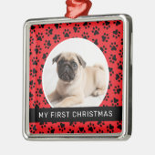 Mein erstes Red Custom Puppy Foto zu Weihnachten Ornament Aus Metall (Links)
