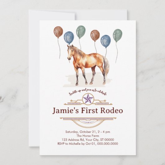 Mein erstes Rodeo, 1. Geburtstag Einladung (Vorderseite)