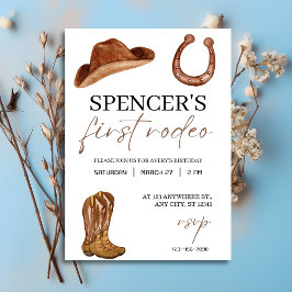 "Mein erstes Rodeo" Aquarell Western 1. Geburtstag Einladung