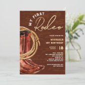 Mein erstes Rodeo Cowboy 1. Geburtstag Party Einladung (Stehend Vorderseite)