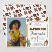 Mein erstes Rodeo Cowboy Foto 1. Geburtstag Einladung (Vorne/Hinten)