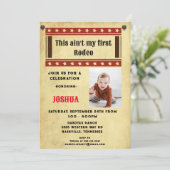 Mein erstes Rodeo Cowboy-Foto Einladung (Stehend Vorderseite)