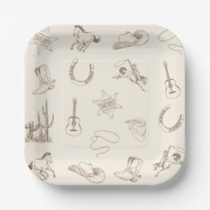 Mein erstes Rodeo Western Cowboy Paper Plakat Pappteller